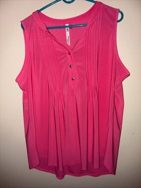My collection Bright Pink Sleeveless Pintuck Top
